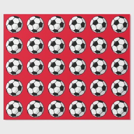 Red Soccer Sports Wrapping Paper Cadeaupapier (Vlak)