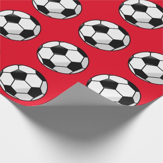 Red Soccer Sports Wrapping Paper Cadeaupapier (Hoek)