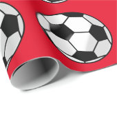 Red Soccer Sports Wrapping Paper Cadeaupapier (Rol Hoek)