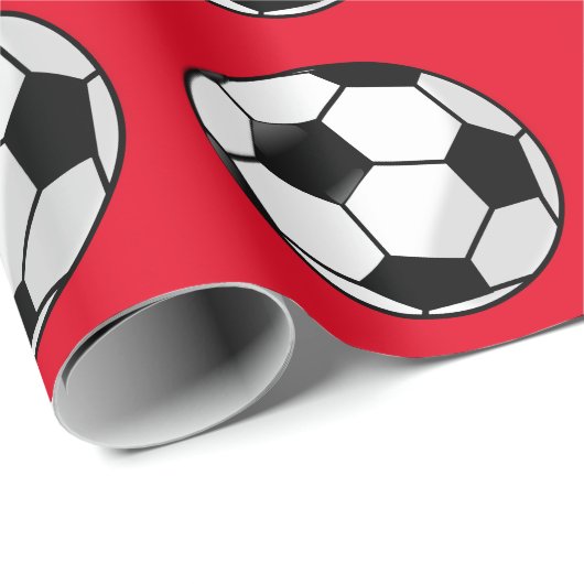 Red Soccer Sports Wrapping Paper Cadeaupapier (Rol Hoek)