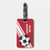 Red Soccer Stripes Specialized Bagagelabel (Achterkant verticaal)