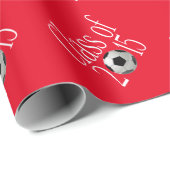 Red Soccer Wrapping Paper voor Afgestudeerden Cadeaupapier (Rol Hoek)
