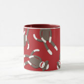 Red Sock Monkey Print Mok (Midden)