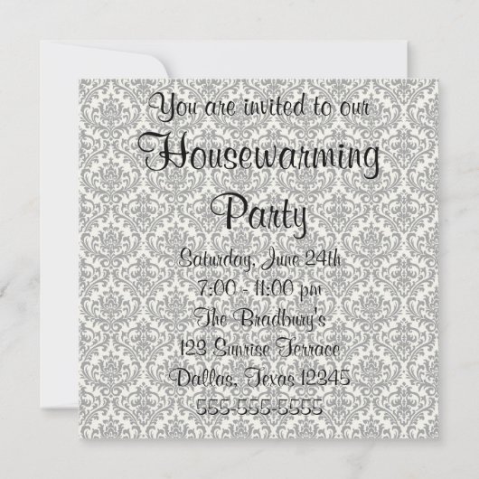 Red Sofa Damask Housewarming Party Kaart (Achterkant)