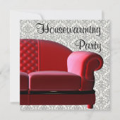 Red Sofa Damask Housewarming Party Kaart (Voorkant)