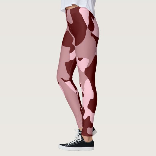 Red Soft Rose Wine Camouflage Leggings (Links)