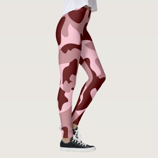 Red Soft Rose Wine Camouflage Leggings (Rechts)