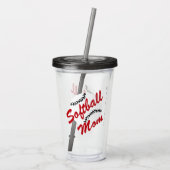 Red Softball Ma Gepersonaliseerd Acryl Drinkbeker (Achterkant)