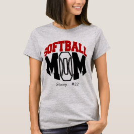 Red Softball Ma Gepersonaliseerd T-shirt