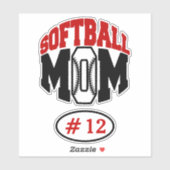 Red Softball Mam Contour Sticker (Vel)