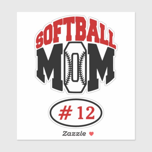 Red Softball Mam Contour Sticker (Vel)