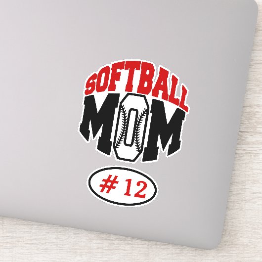 Red Softball Mam Contour Sticker (Detail)