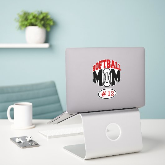 Red Softball Mam Contour Sticker (Laptop op bureau)