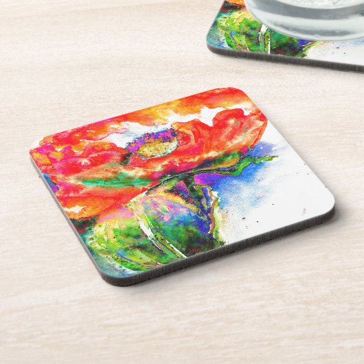 Red Solar Poppy Onderzetter (Linkerzijde)