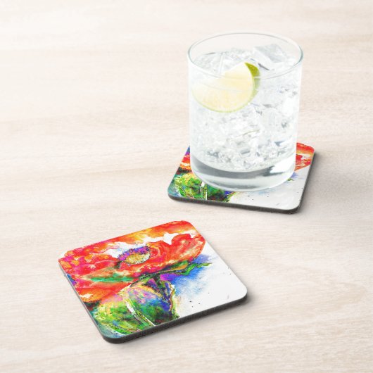 Red Solar Poppy Onderzetter (Rechterzijde)