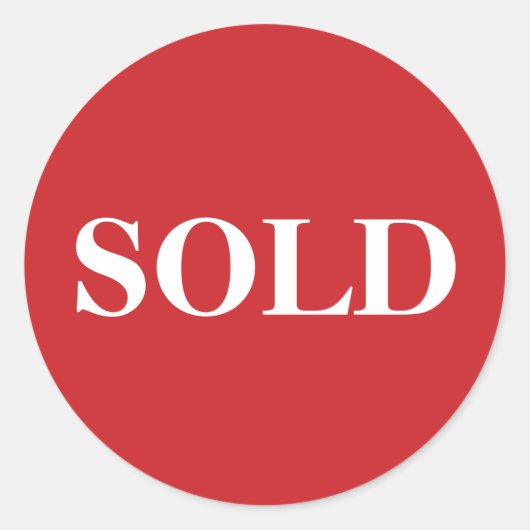 Red SOLD Label Bold Business Sticker (Voorkant)