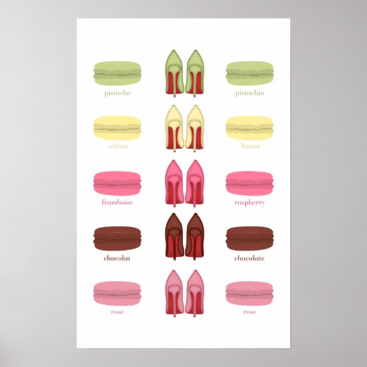 Red Soles heelt stilettos en MACARONS FLAVOREN Poster (Voorkant)