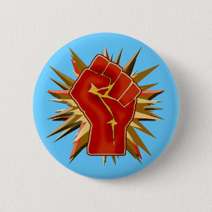 Red Solidarity Fist om je aan te passen op Tshirts Ronde Button 5,7 Cm