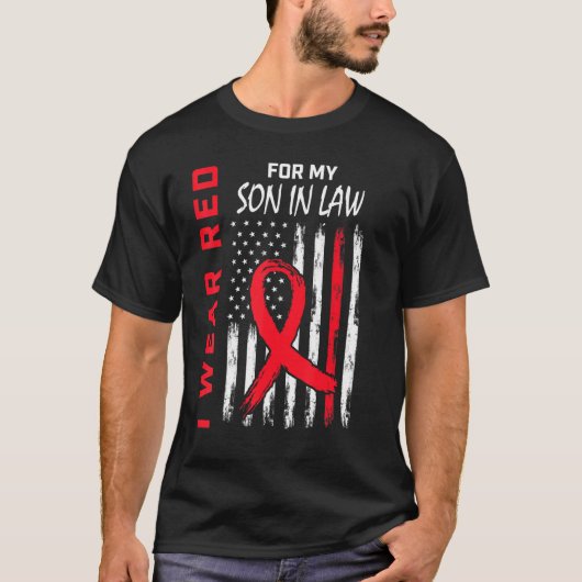 Red Son In Law Heart Disease Awareness Flag Matchi T-shirt (Voorkant)