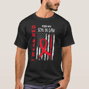 Red Son in law Heart Disease Awareness Flag Matchi T-shirt