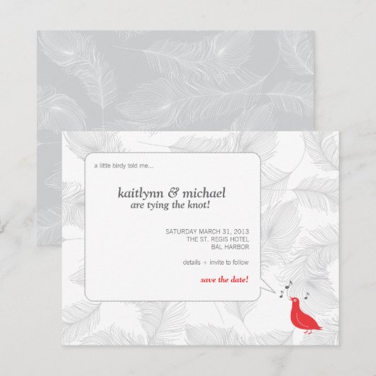 Red Songbird Save the Date Kaart (Voorkant / Achterkant)