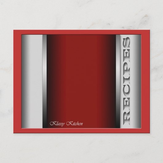 Red Sophisticated Recipe-kaarten Briefkaart (Voorkant)