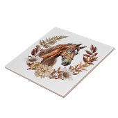 Red Sorrel Paard Herfst krans Tegeltje (Zijkant)