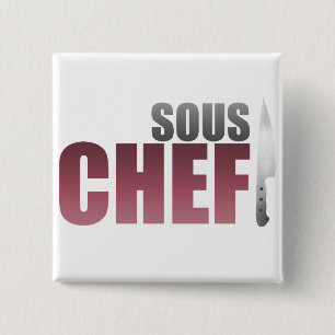 Red Sous Chef Vierkante Button 5,1 Cm