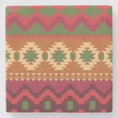 Red Southwest Pattern - westerne abstracte kunst Stenen Onderzetter (Voorkant)