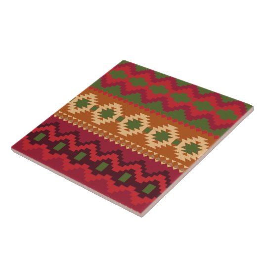 Red Southwest Pattern - westerne abstracte kunst Tegeltje (Zijkant)