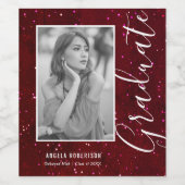 Red Space Glitter - Aangepast foto-Afstuderen Wijn Etiket (Enkel label)