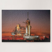 Red Space Shuttle Spaceship Atlantis op startpad Legpuzzel (Horizontaal)