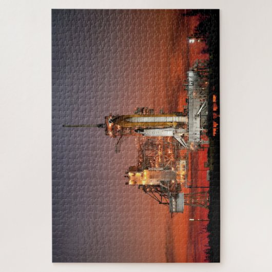 Red Space Shuttle Spaceship Atlantis op startpad Legpuzzel (Verticaal)