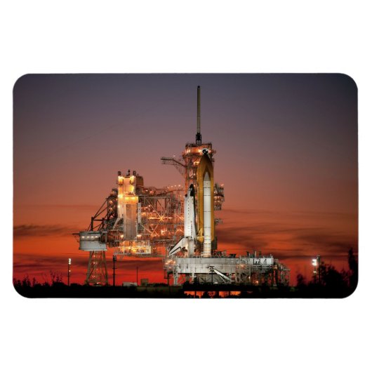 Red Space Shuttle Spaceship Atlantis op startpad Magneet (Horizontaal)