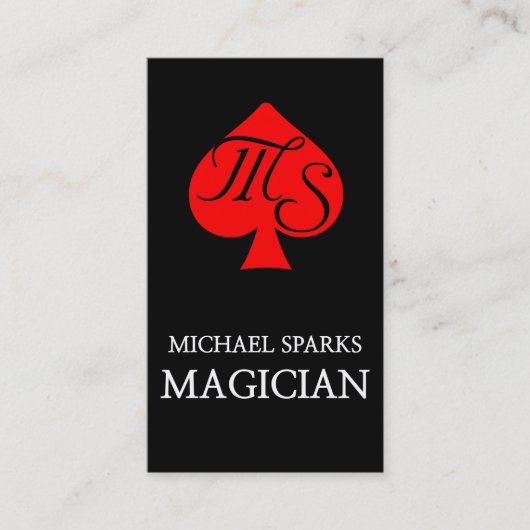 Red Spades Poker Magician Kaart Visitekaartje (Voorkant)