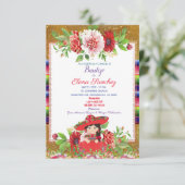 Red Spain Fiesta Girl Baptism Christening Kaart (Staand voorkant)