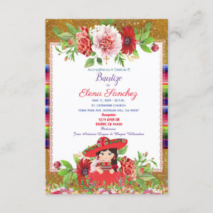 Red Spain Fiesta Girl Baptism Christening Kaart