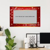 Red Sparking Merry-kerstfoto lijst Poster (Thuiskantoor)