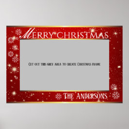 Red Sparking Merry-kerstfoto lijst Poster