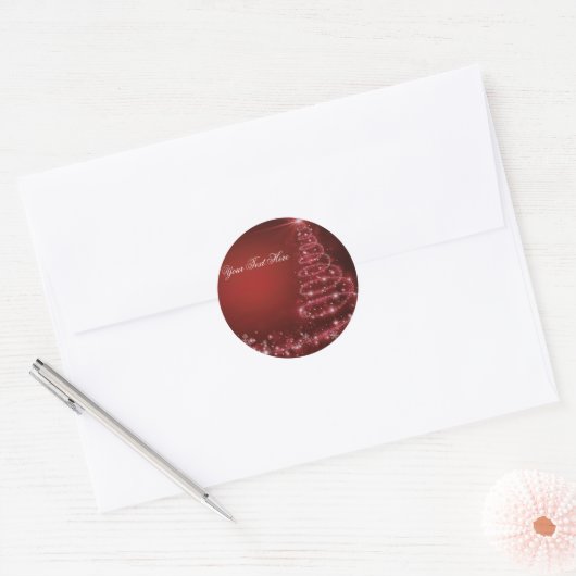 Red Sparkle Christmas Tree Sticker (Envelop)