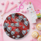 Red Sparkle Diamond Hearts Napkins Papieren Bordje (Feest)