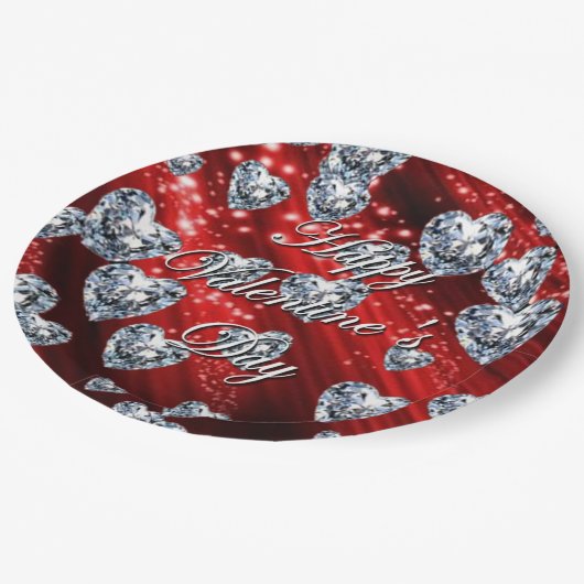 Red Sparkle Diamond Hearts Napkins Papieren Bordje (Gekanteld)