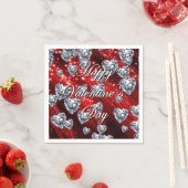Red Sparkle Diamond Hearts Napkins Servetten (Insitu)