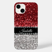 Red Sparkle Glam Bling Persoonlijk Case-Mate iPhone Case (Achterkant)