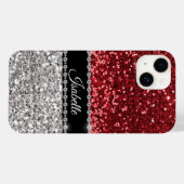 Red Sparkle Glam Bling Persoonlijk Case-Mate iPhone Case (Achterkant (horizontaal))