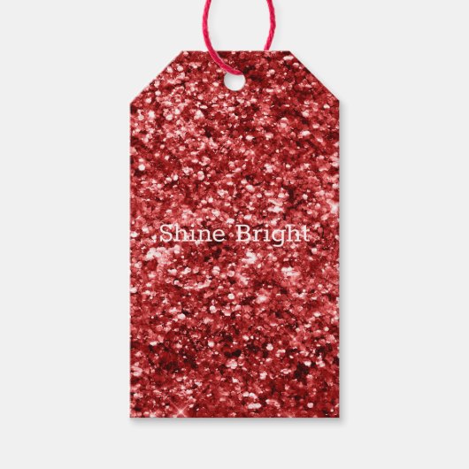 Red Sparkle Glitter Cadeaulabel (Voorkant)