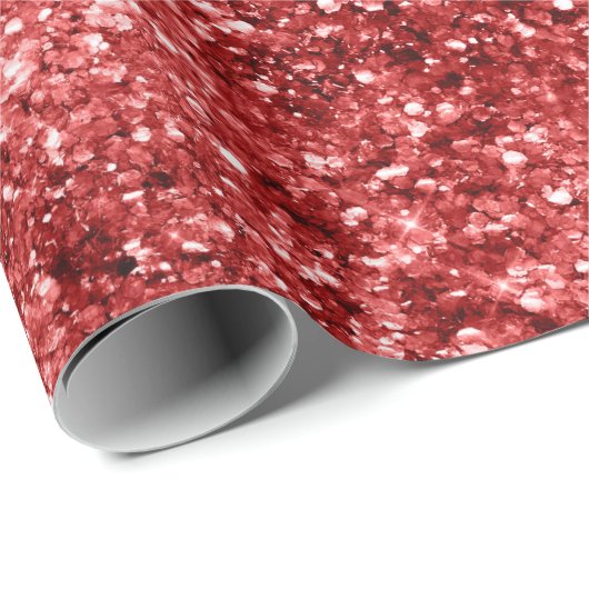 Red Sparkle Glitter Cadeaupapier (Rol Hoek)