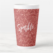 Red Sparkle Glitter Christmas Latte Mok (Voorkant)