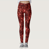 Red Sparkle Glitter Christmas Leggings (Voorkant)