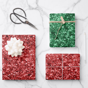 Red Sparkle Glitter Inpakpapier Vel